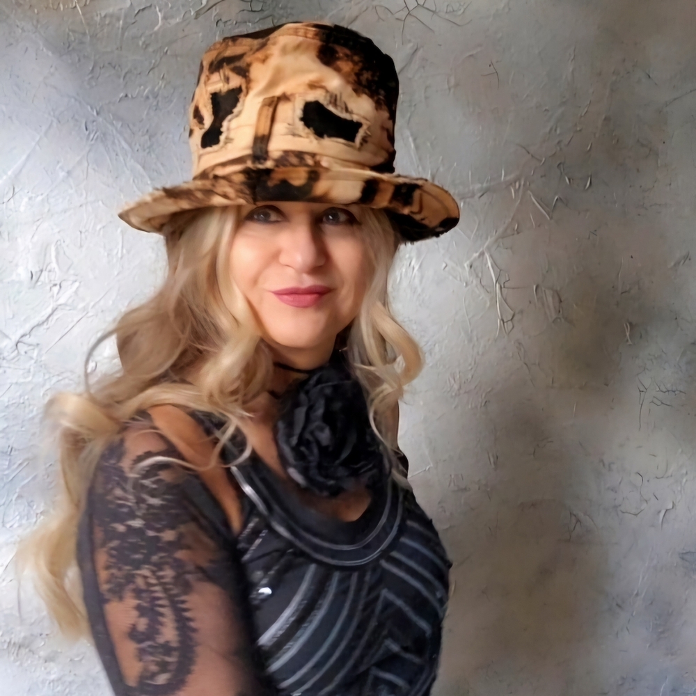 Stovepipe Top Hat Designer Hat Shabby Upcycled Denim Boho Ripped Hippie - Picture 5 of 17